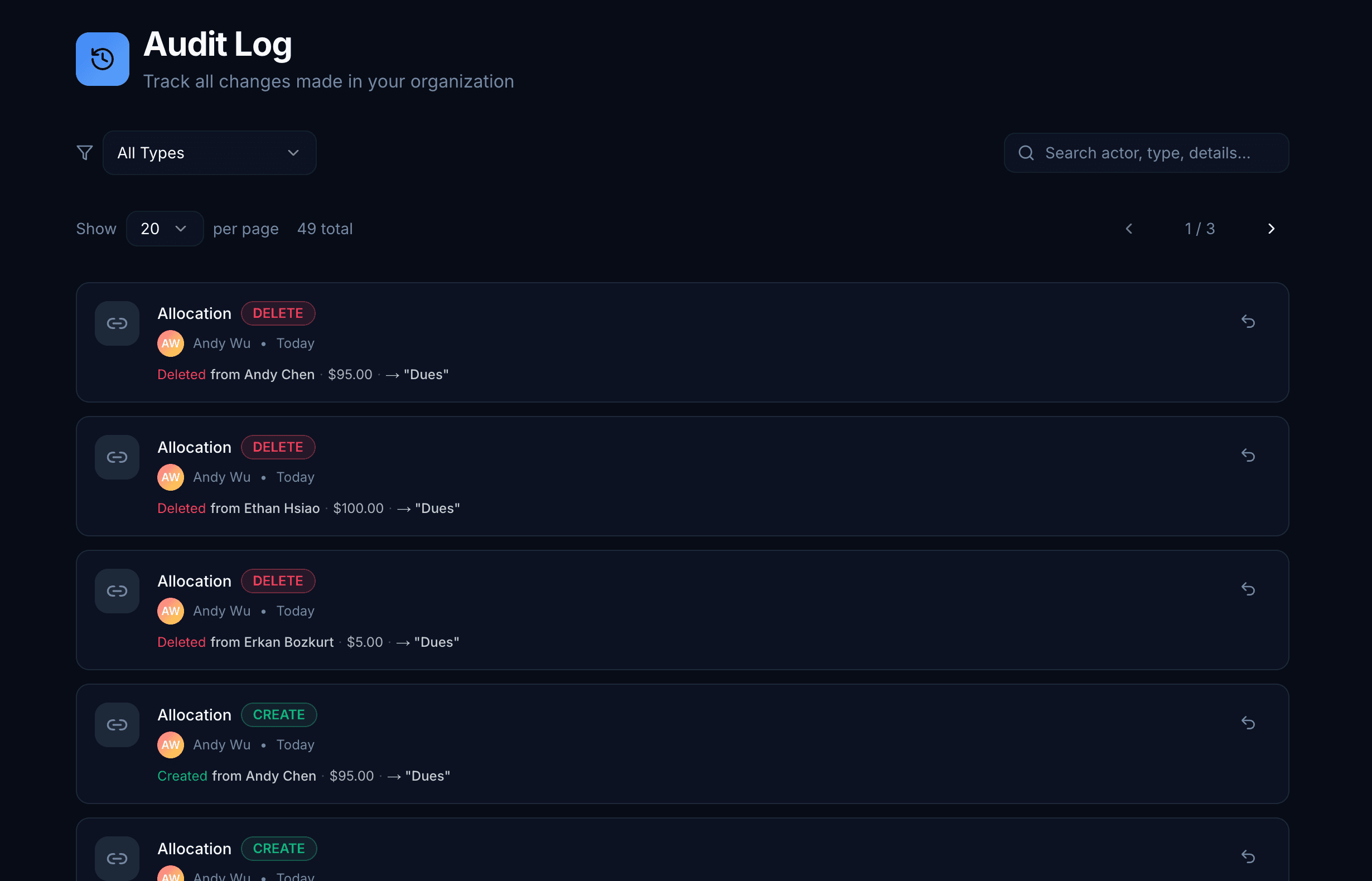 Audit Log screenshot