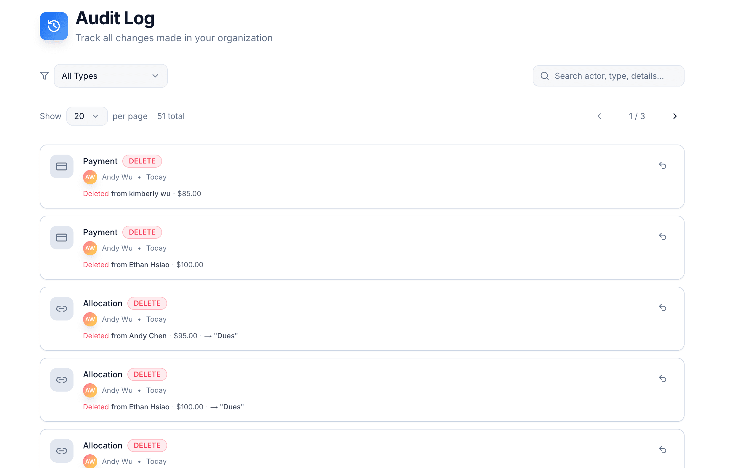 Audit Log screenshot